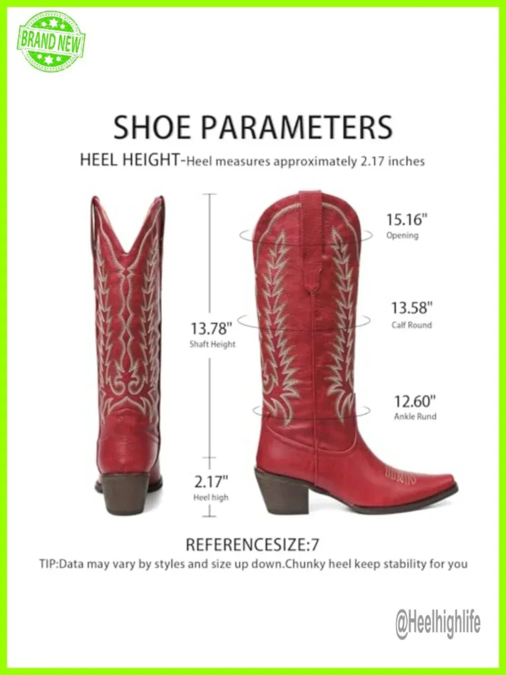 Embroidered Western Knee High Cowboy Boots Chunky Heel Pointed Toe Pull On
